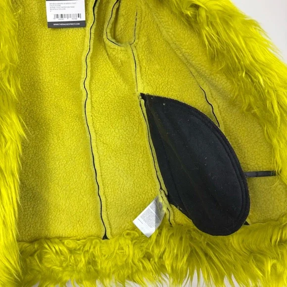 The Ragged Priest Warhol Faux Fur Coat Womens 6 Black Green Dolls Kill Jacket - Picture 6 of 12